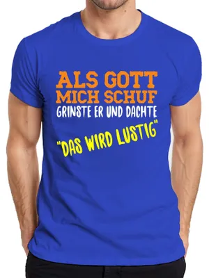 Immagine prodotto di Dio ha sorriso quando mi ha creato Umorismo cristiano sarcasmo scherzo Maglietta da uomo, Blu, M