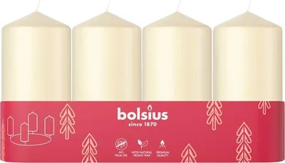 Immagine prodotto di Candele bolsius Pillar Advent, Natale, crema, 48/100 mm, conf. 4 pz