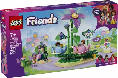 Productafbeelding van LEGO Friends Feeëntassen-draaimolen met bloemendecoratie - Speelgoed met 3 minifiguren, fotohokje en accessoires - Decoratie voor kinderkamers - Cadeau-idee voor meisjes vanaf 7 jaar - 42702