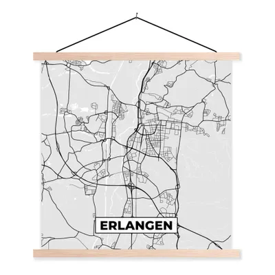 Produktbild von MuchoWow® Textilposter Stadtplan - Deutschland - Karte - Erlangen 40x40 cm mit holzfarbenen Rahmen - Posterleiste