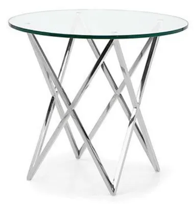 Produktbild von Casa Padrino Luxus Beistelltisch Messing Nickel Finish und Glas Silber 53 x H 66 cm - Hotel Collection