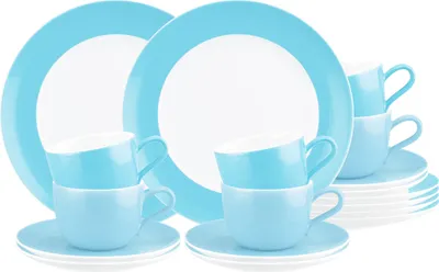 Produktbild von Seltmann Weiden Liberty Pure Colors Kaffeeservice 18-teilig - Lagoon Blue