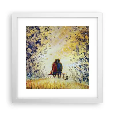 Produktbild von Gerahmtes Poster - Weißer Rahmen - Liebhaber auf Bank - 30x30 cm - Wand Bild - Wanddeko - Wandbilder - Kunstposter - Wandposter - Bilderrahmen - Bilder - Kunstdruck - Wanddekoration - P2WAC30x30-4578
