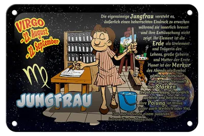Produktbild von Blechschild Sternzeichen 18x12cm Jungfrau Planet Merkur