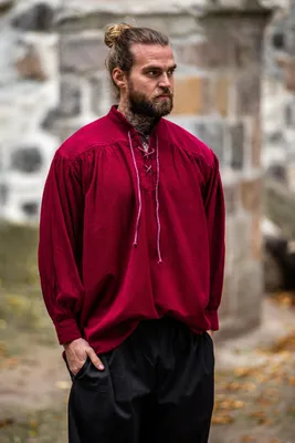 Produktbild von Mittelalter Schnürhemd Weinrot "Friedrich" XXL