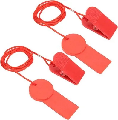 Productafbeelding van Loopband Veiligheidssleutel - Noodstop Clip - Veilig Sporten - Automatisch Beschermingsapparaat - 2 Stuks - Rood