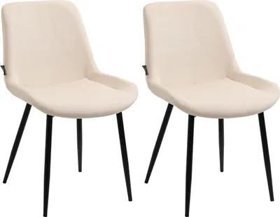 Produktbild von 2er Set Esszimmerstühle Victoria Samt-Bezug, Farbe:creme