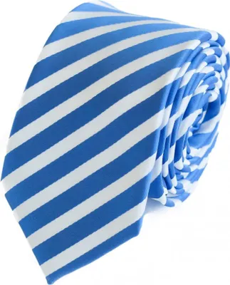 Produktbild von Fabio Farini - 1 Stück Gestreifte Blau Weiße Herren Schlips - Krawatten in 6cm Breite Schmal (6cm), Blau/Weiß