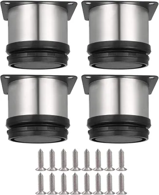 Produktbild von 4 Stück Runde Verstellbare Möbelfüße 50 mm aus Edelstahl, Höhe 0-15 mm
