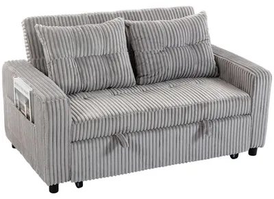 Produktbild von HOMCOM Schlafsofa, 2-Sitzer Sofa 157x190cm mit Verstellbare Rückenlehne Hellgrau
