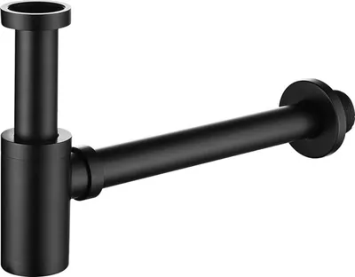 Produktbild von Siphon Messing 1 Stück, Universal-P-Siphon 1 1/4 Zoll Mit 200-Mm-Verlängerungsrohr, Mattschwarz Für Waschbecken
