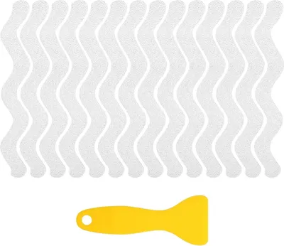 Produktbild von Mynoozi 36 Stück Rutschfeste Streifenaufkleber, Wellenförmige Rutschfeste Aufkleber mit Abzieher, Rutschfeste Aufkleber für Badewanne, Duschraum, Treppen, Sauna, Küche (Farblos)