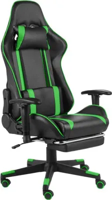 Image de The Living Store Chaise de jeu avec repose-pieds Pivotant Vert PVC