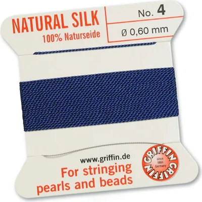 Produktbild von Perlseide Natur dunkelblau Nr-4-0,60mm - 2m / 1 Nadel