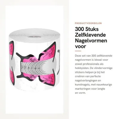 Produktbild von Professionelle Nagelverlängerungset mit 300 Stücken, Selbstklebend, V-Form, für Gelnagel, mit Markierungen.