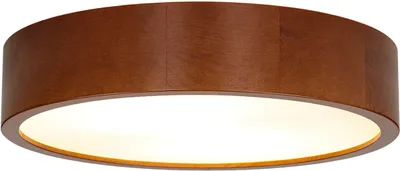 Produktbild von Deckenleuchte Wohnzimmer Flur Ø27cm rund flach Holz rustikal Glas blendarm E27 Deckenlampe ARBARO
