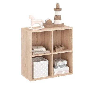 Produktbild von KOMTO Bücherregal Sonoma – Regal mit 4 Fächern, Würfelregal, Standregal Schmal für Wohnzimmer, Kinderzimmer, Schlafzimmer | Cube Regal 61x60,8x29 cm