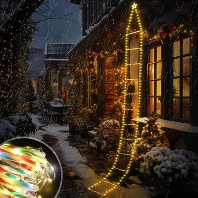Zdjęcie produktu dla Lampki choinkowe LED 3M LED Drabina choinkowa Lampki choinkowe LED timer, pamięć, 9 trybów (bezstopniowa ciepła biel/cztery kolory/makaronowe kolory)