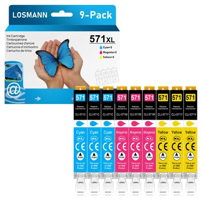 Produktbild von LOSMANN Druckerpatronen Kompatibel für Canon PGI-570 XL CLI-571 XL für PIXMA TS5050 MG5700 MG5750 TS5055 MG6850 MG5753 MG6852 TS5051 TS6051 MG5751 MG6853 TS6050 TS5053 TS6052 MG5752 MG6851 (9-Pack)
