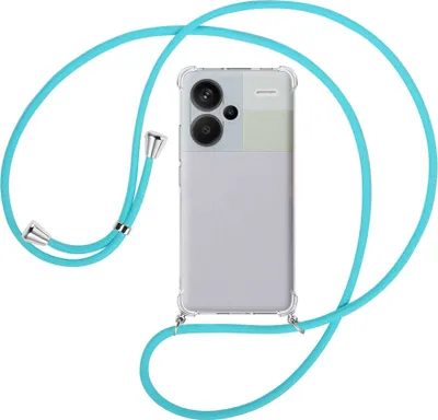 Produktbild von Handykette Backcover-Schutzhülle mit Band (Metall silberfarben) für Xiaomi Redmi Note 13 Pro Plus - türkis