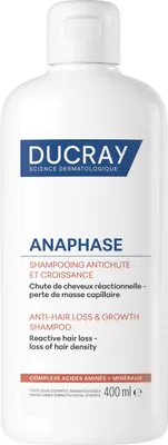 A white bottle of Ducray Anaphase shampoo.