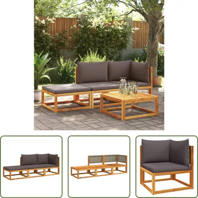 Produktbild von The Living Store 3-tlg. Garten-Sofagarnitur mit Kissen Massivholz Akazie