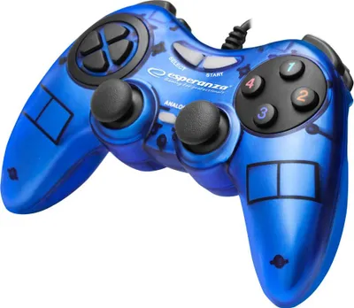 Productafbeelding van Esperanza Gamepad, USB-controller voor PC, geschikt voor vechtspellen, kleur blauw