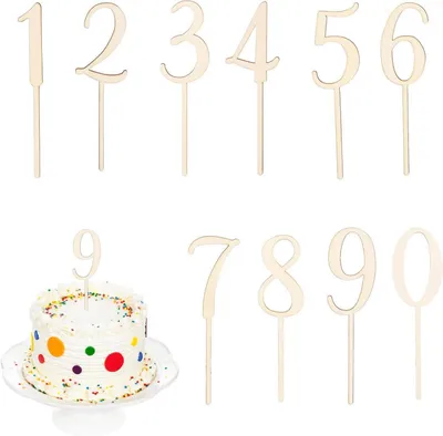 Produktbild von Catelves Happy Birthday Tortendeko Zahlen 0-9 aus Holz - 10 Stück