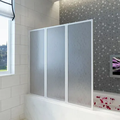 VBChome Faltwand Duschwand 120x140 Cm – Chrom, Spritzschutz Für Badewanne, Einfach Zu Montieren