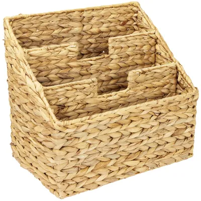 Productafbeelding van Tijdschriftenrek - Tijdschriftenhouder - Tijdschriftenmand - Waterhyacint - 3 vakken - 35 x 24 x 32 cm