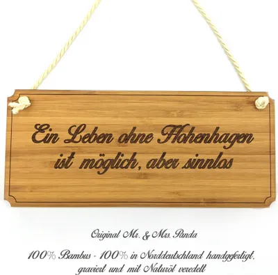 Produktbild von Mr. & Mrs. Panda wandtafel Hohenhagen - Geschenk, Holz Wegweiser, Hinweisschild, Türschild, Geschenkidee, Eingangsschild, Landhaus, Schild, Graviert, Shabby