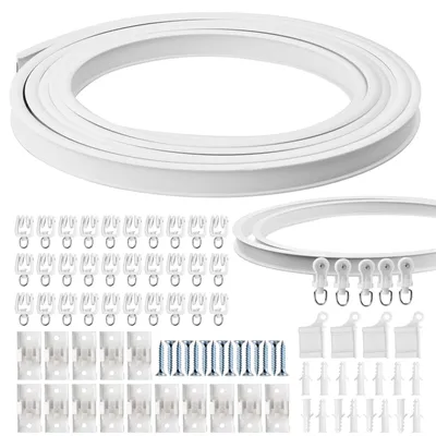 Produktbild von Flexible Vorhangschienen,5m Gebogene Vorhangschiene,Deckenhalterung mit Schienenvorhangsystem,Decken Fenster Schiene für Decken oder Wandmontage