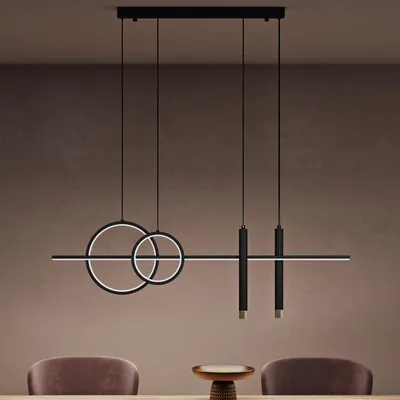 Immagine prodotto di doporro Lampadario a Sospensione LED 100cm, Lampada Lineare da Soffitto 38W 6240LM, 3 Colori di Luce, Altezza Regolabile, Colore Nero, per Sala da Pranzo, Soggiorno, Isola Cucina, Bar - Alivetta2256