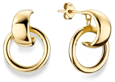 Produktbild von Paar Ohrstecker Halbcreolen mit Kreis 23,5x17mm aus 585 Gold Gelbgold glänzend