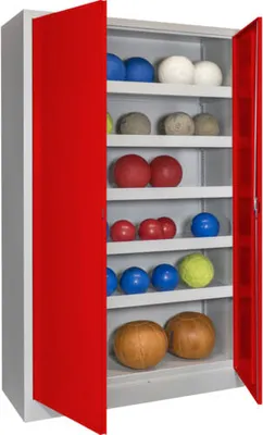 Produktbild von Ballschrank - Vollblechtüren - 5 Böden - 1.950x1.200x500 mm (HxBxT) - lichtgrau/tiefschwarz