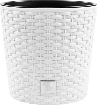 Produktbild von Dekorativer Blumentopf, Prosperplast, Rato Round, rund, weiß, Rattanimitat, 25x22,4 cm