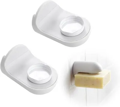 Image de Lot de 2 porte-savon magnétiques compacts blancs pour la cuisine et la salle de bain