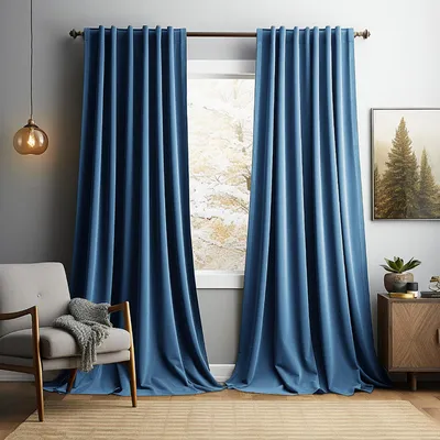 Produktbild von 2er Set Samt Vorhang Blickdicht Elegant Samtvorhänge Verdunkelung Thermovorhang Gardinen für Wohnzimmer Schlafzimmer Hotel, B132xH213cm, Blau