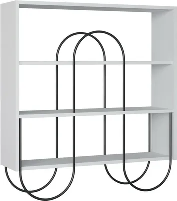 Produktbild von Bücherregal Malia, Büroregal, Mobiler Buchhalter, Bücherbrett, 96x26 h99 cm, Weiß