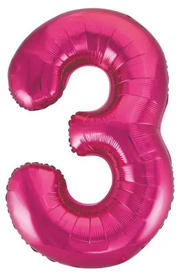 Produktbild von Folienballon Zahl 3 pink ca. 86 cm
