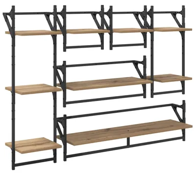 Image de vidaXL Ensemble d'étagères murales avec étagère 6 pcs Chêne Artisan 100 x 25 x 30 cm