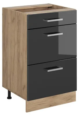 Obrázok produktu pre Kuchynská spodná skrinka Vicco R-Line Antracit vysoký lesk/Dub Goldkraft 50 cm bez pracovnej dosky, Model 69898