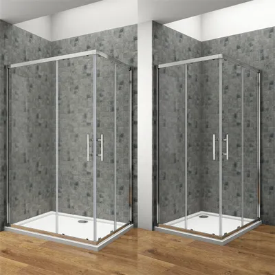 Produktbild von eckdusche 120x90cm Schiebetür Höhe 195cm Duschkabinen Eckeinstieg eckdusche 6mm Nano ESG Sicherheitsglas Duschabtrennung Mit Duschtasse