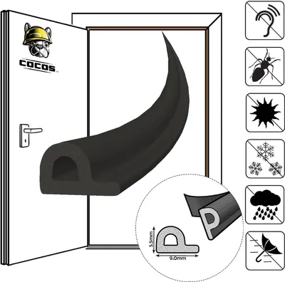 Produktbild von 10m Fensterdichtung Türdichtung Selbstklebend EPDM – Schwarz P 9mm x 5.5mm