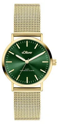 Produktbild von s.Oliver Damenuhr - Rund - Gold - 30 mm - Elegante Damenuhr aus poliertem Edelst