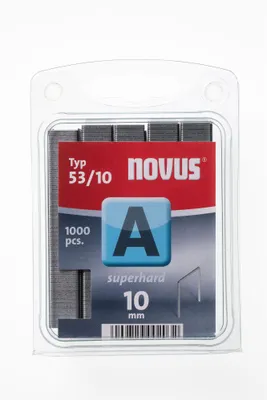 Imagen del producto de Novus A Typ 53/10, grapas superresistentes, paquete de grapas, 0,75 mm, para fijación, 1000 grapas, modelo A 53/10, acero inoxidable