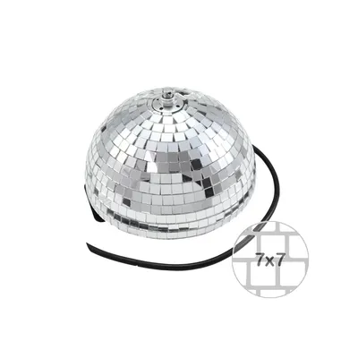 Produktbild von Spiegelkugel halb 20cm silber mit Motor - für Deckenmontage - Discokugel Echtglas - PREMIUM