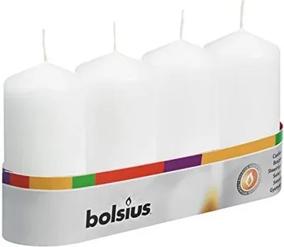 Produktbild von Bolsius Stumpenkerzen weiß 100/48mm 4er