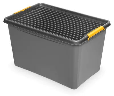 Image de Lot de 3 boîtes de rangement de 60 litres avec couvercle et roulettes