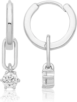 Image de Boucles d'Oreilles Femme Plaqué Rhodium Argent fin 925 avec Oxyde de Zirconium - 2mm; TRS33390